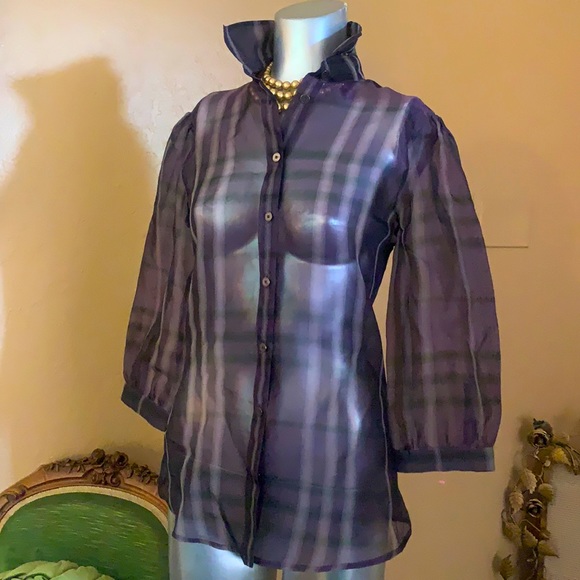 *Authentic* Burberry London Sheer Silk Blouse.  Sz 8 - Picture 3 of 6